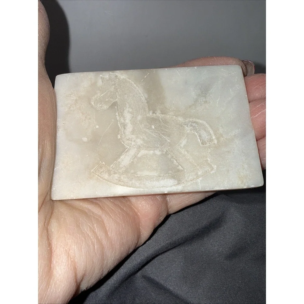 Vintage Hand Carved Soap Stone Trinket Box with Lid Made in India